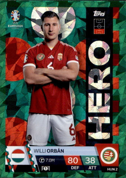 Match Attax Euro 2024 Willi Orban Crystal Parallel Green Hero Trading UEFA Card