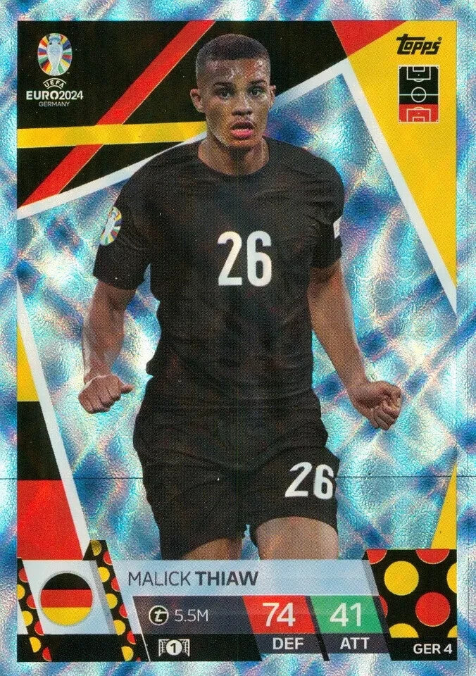 Match Attax Euro 2024 Malick Thiaw Germany Crystal Parallel Blue UEFA Card