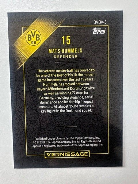 Topps Vernissage Borussia Dortmund 2023/24 Mats Hummels Base Card #15