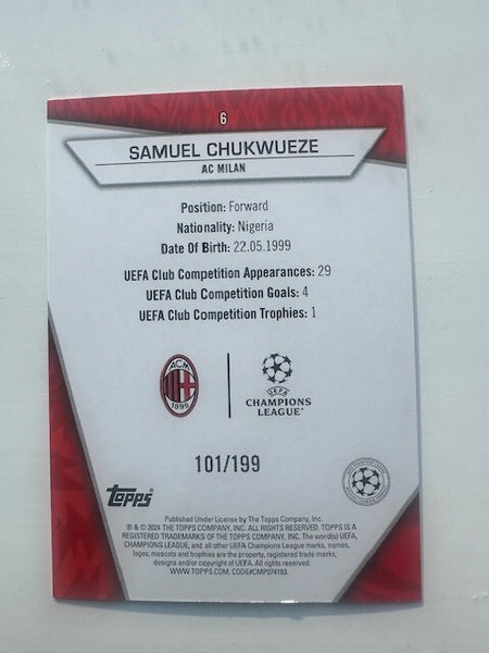 Topps Superstars 2024 23/24 Samuel Chukwueze AC Milan Super Rare Card /199