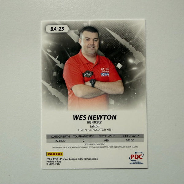Panini PDC Premier League Darts 2025 Wes Newton Pink Cracked Ice Card
