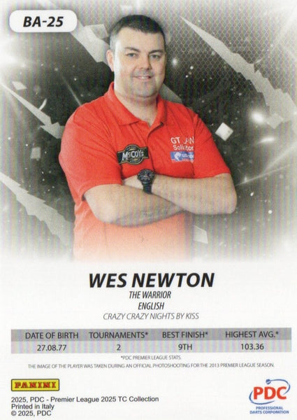 Panini PDC Premier League Darts 2025 Wes Newton Pink Cracked Ice Card
