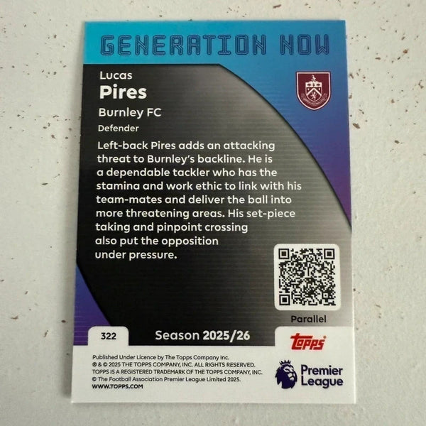 Topps Premier League 25/26 Lucas Pires Black And White Parallel Card /75