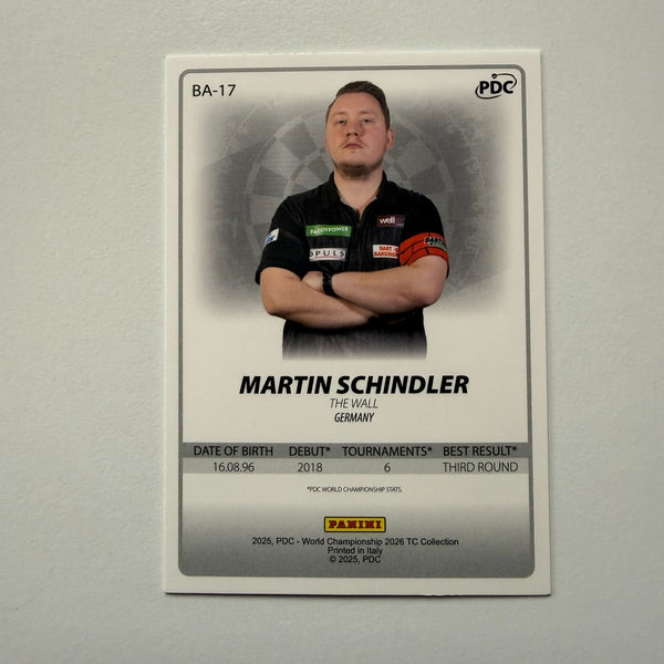 Panini 2026 PDC World Championship Darts Martin Schindler Cracked Ice Card