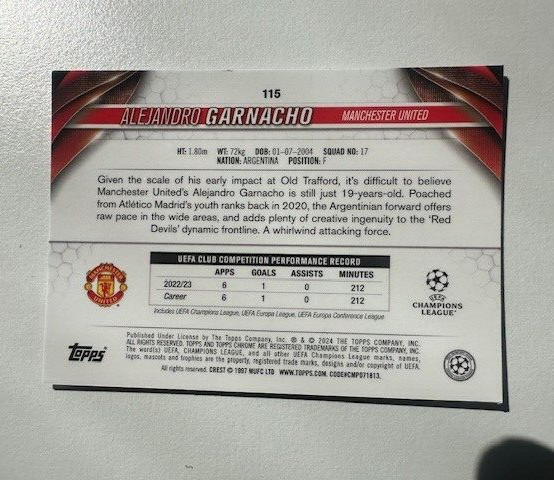 Topps Chrome Hobby UEFA Club Competitions 23/24 Alejandro Garnacho Future Stars
