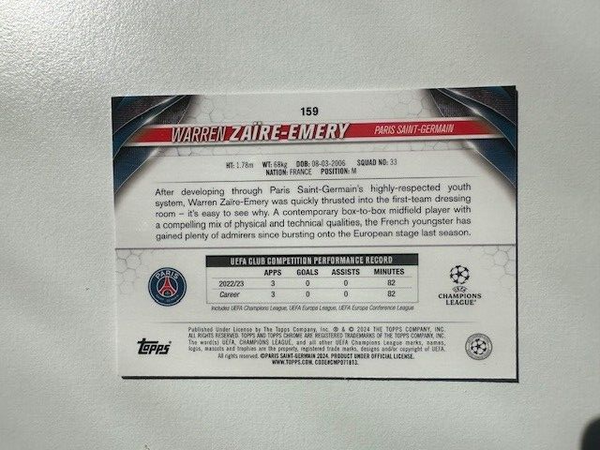 Topps Chrome Hobby UEFA Club Competitions 23/24 Warren Zaire-Emery Future Stars