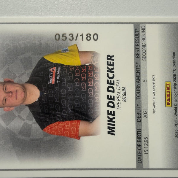 Panini 2026 PDC World Championship Darts Mike De Decker Base Parallel Card /180
