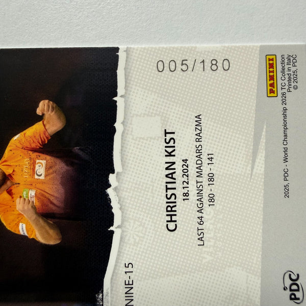 Panini 2026 PDC World Championship Darts Christian Kist 9 Dart Club Card /180