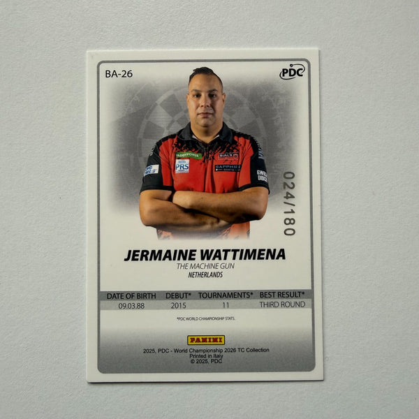 Panini 2026 PDC World Championship Darts Jermaine Wattimena Base Card /180