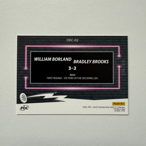 Panini 2026 PDC World Championship Darts William Borland Brooks Decider /180