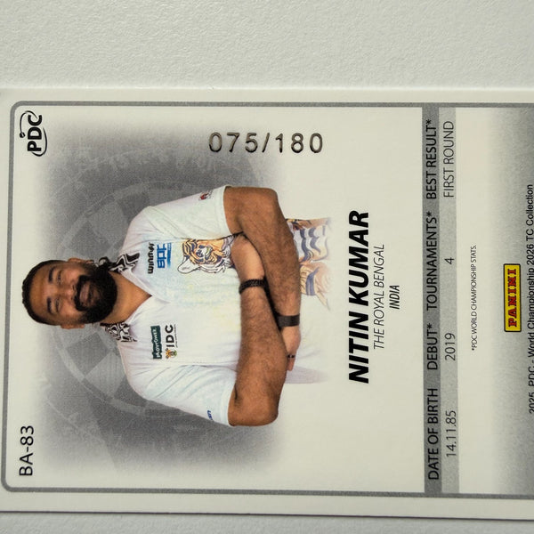 Panini 2026 PDC World Championship Darts Nitin Kumar Base Parallel Card /180