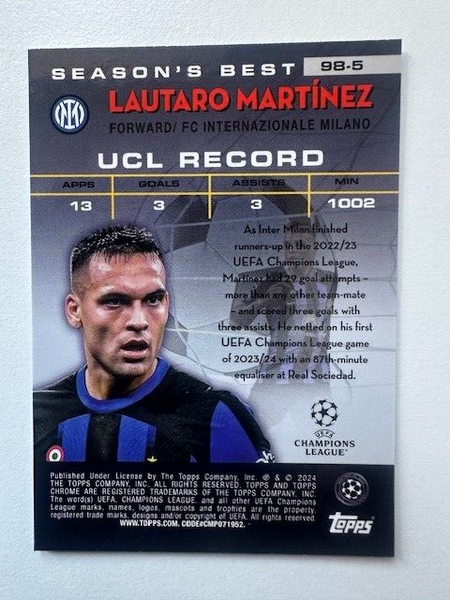 Topps Chrome Hobby UEFA Club Competitions 23/24 Lautaro Martinez Shooting Stars