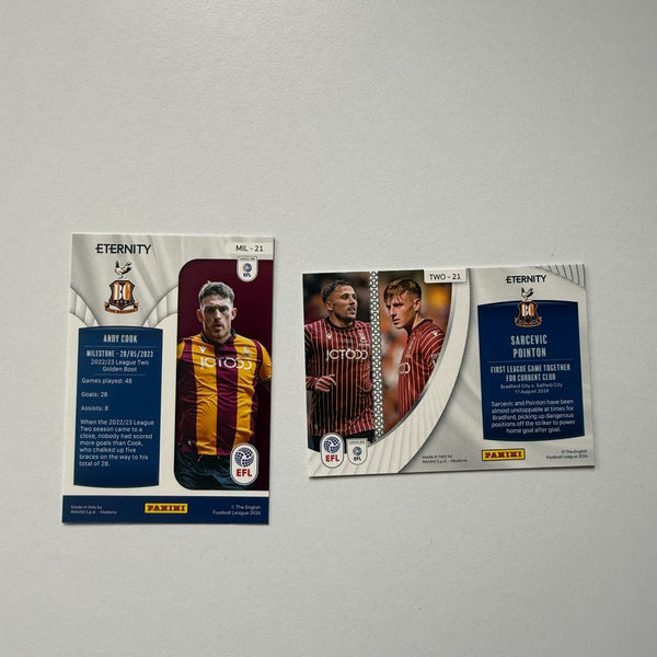 Panini Eternity EFL 2026 Bradford City Insert Card Bundle x2 Cook & Sarcevic