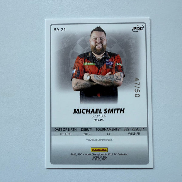 Panini 2026 PDC Michael Smith Base Parallel /50 Darts World Championships Card
