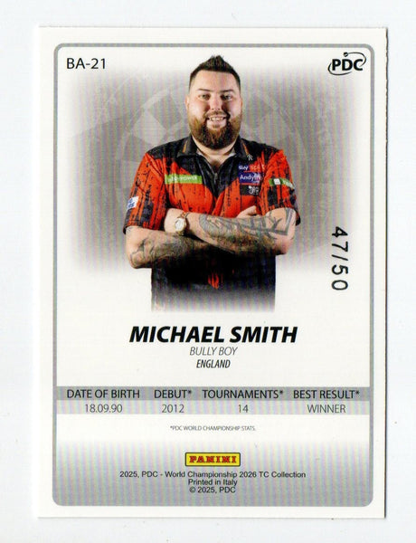 Panini 2026 PDC Michael Smith Base Parallel /50 Darts World Championships Card