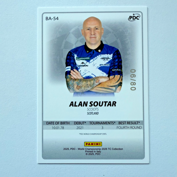 Panini 2026 PDC Alan Soutar Base Parallel /80 Darts World Championship Card
