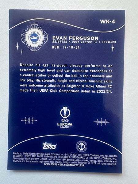 Topps Chrome Hobby UEFA Club Competitions 23/24 Evan Ferguson Wonderkids Card
