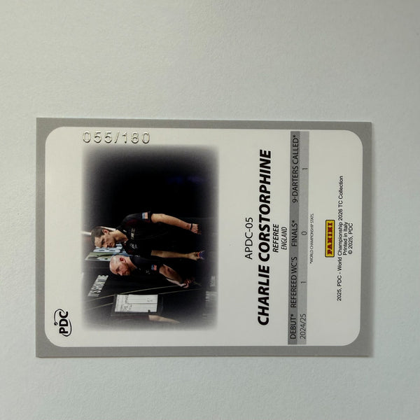 Panini 2026 PDC World Championship Darts Charlie Corstorphine Referee Card /180