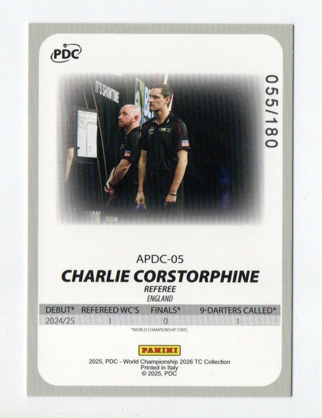 Panini 2026 PDC World Championship Darts Charlie Corstorphine Referee Card /180