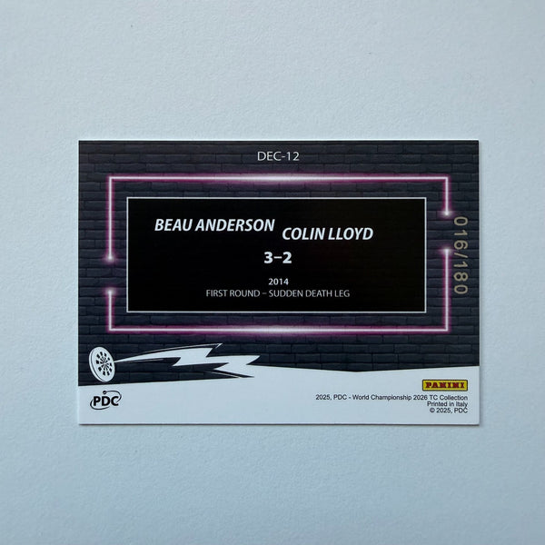Panini 2026 PDC World Championship Darts Anderson Llyod Decider Card /180