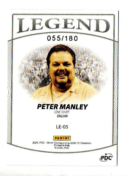 Panini 2026 PDC World Championship Darts Peter Manley Legend Purple Card /180