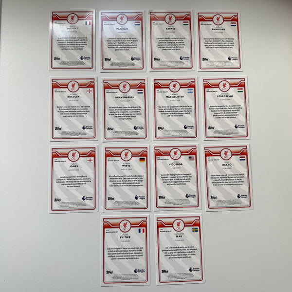 Topps Flagship Premier League 2026/27 Liverpool Complete Team Set #161-174