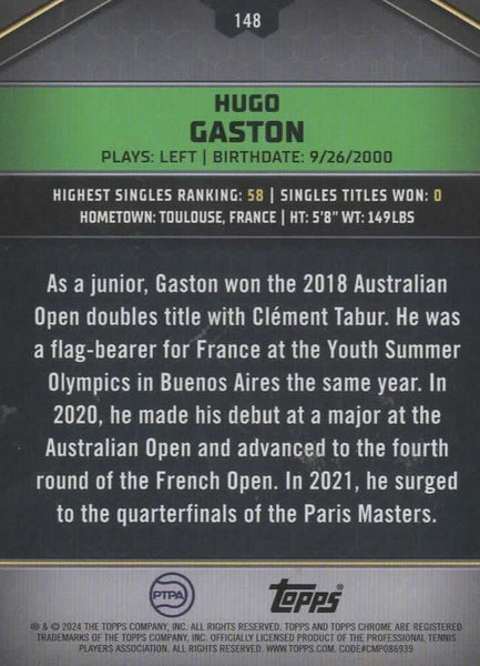 Topps 2024 Graphite Tennis Hugo Gaston Green Parallel Refractor Chrome 6/75