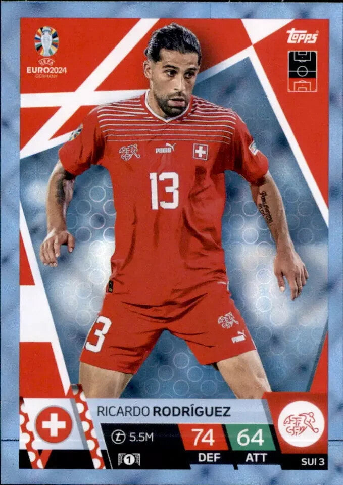 Match Attax Euro 2024 Ricardo Rodriguez Crystal Parallel Blue UEFA Card