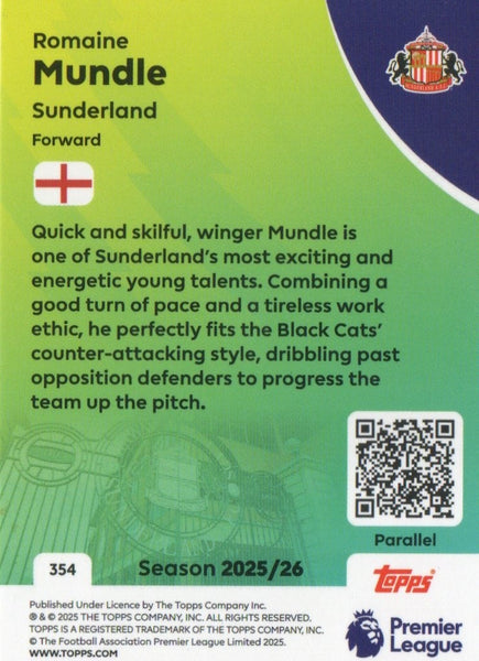 Topps Premier League 25/26 Romaine Mundle Green Sparkle Parallel Rookie /499