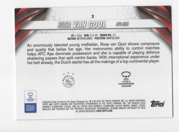 Topps Chrome Women’s UCL 2023/24 Rosa Van Gool Ajax RC Parallel /199 #2