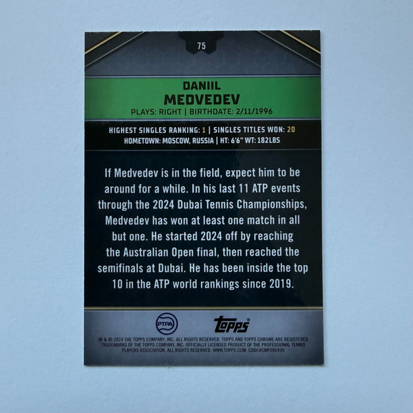 Topps 2024 Graphite Tennis Daniil Medvedev Green Refractor Chrome Card 41/199