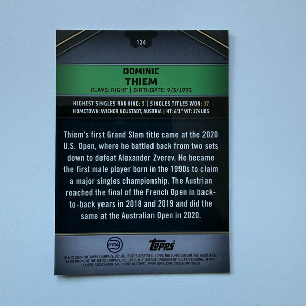 Topps 2024 Graphite Tennis Dominic Thiem Green Refractor Chrome Card 15/199