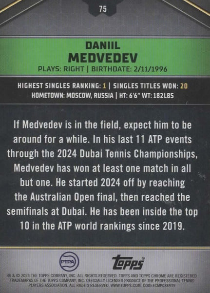 Topps 2024 Graphite Tennis Daniil Medvedev Green Refractor Chrome Card 41/199