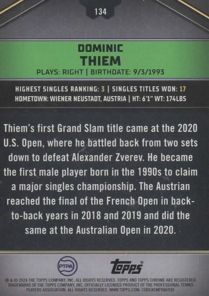 Topps 2024 Graphite Tennis Dominic Thiem Green Refractor Chrome Card 15/199