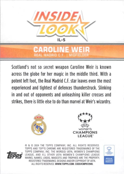 Topps Womens Chrome 2023-2024 Caroline Weir Real Madrid Inside Look Card