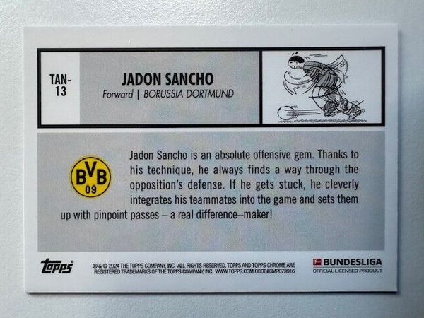 Topps Chrome Bundesliga 2023/24 Jadon Sancho Rare 60th Anniversary Card TAN-13