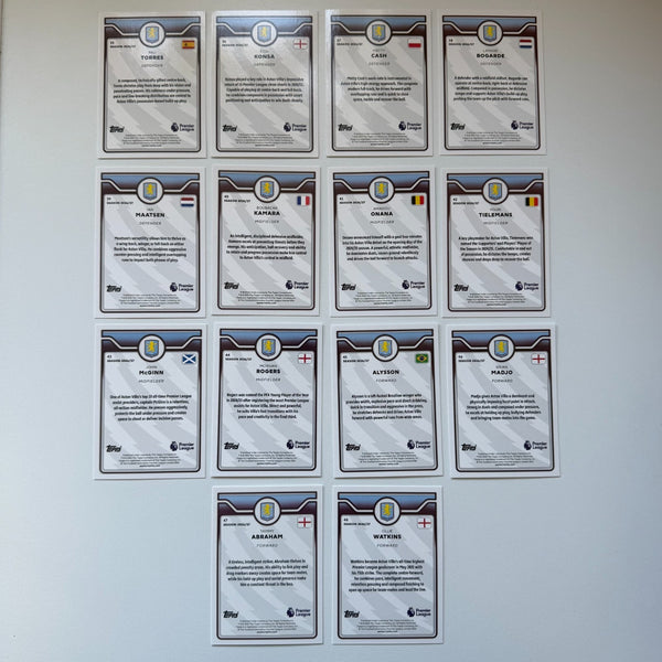 Topps Flagship Premier League 2026/27 Aston Villa Complete Team Set #35-48