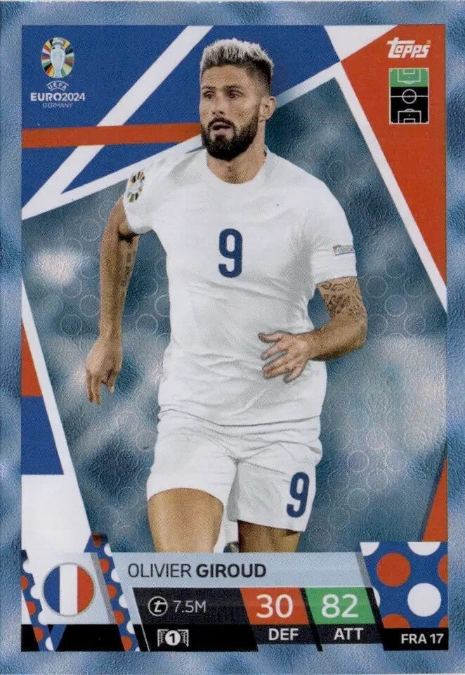 Match Attax Euro 2024 Olivier Giroud France Crystal Parallel Blue Topps Card