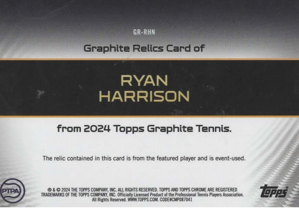 Topps 2024 Graphite Tennis Ryan Harrison Green Relic Chrome Card 03/75