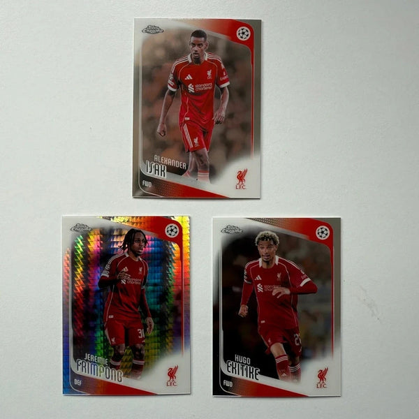 Topps Chrome Liverpool FC 2024/25 3-Card Bundle Frimpong, Isak & Ekitike
