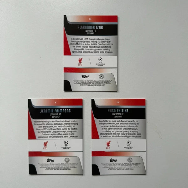 Topps Chrome Liverpool FC 2024/25 3-Card Bundle Frimpong, Isak & Ekitike
