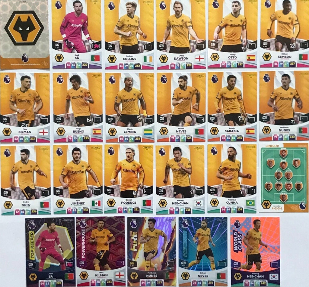 Premier League Adrenalyn 2024 23 24 Wolverhampton Wolves Base Team Trading Cards