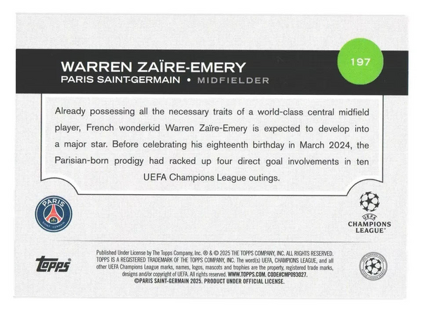 Topps UCC Flagship 2024/25 Warren Zaire-Emery Flowfractor Parallel Card #197