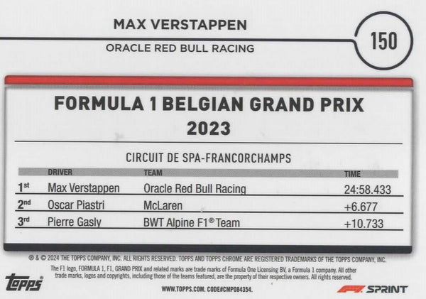 Topps Chrome Formula 1 2024 Max Verstappen Sprint Winners Belgian Grand Prix