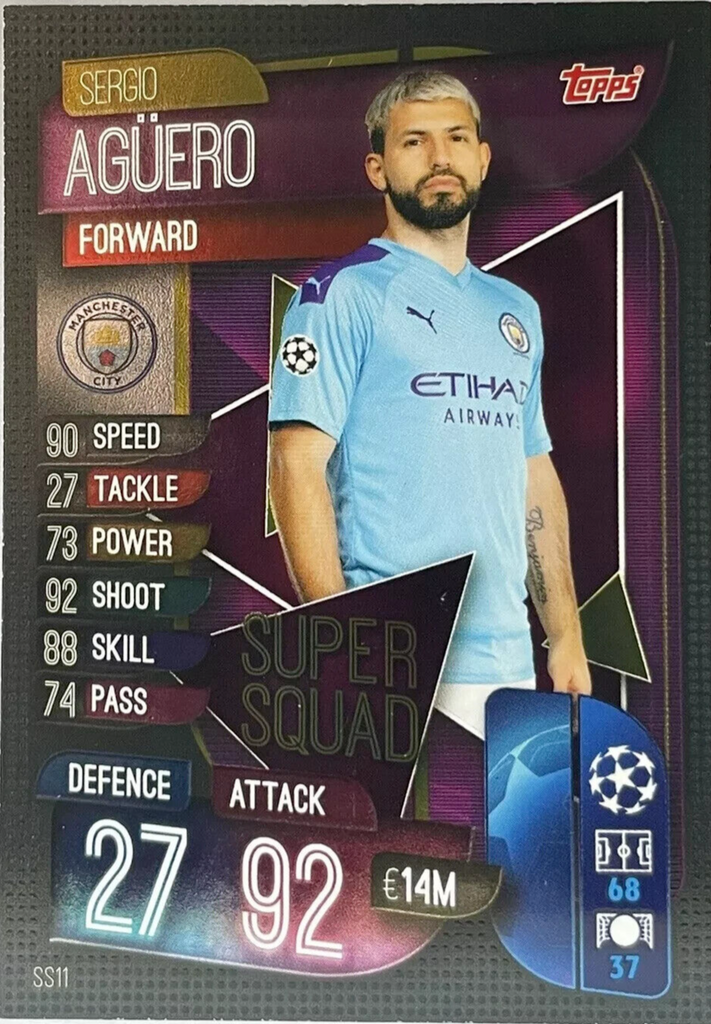 Match Attax Champions League 18/19 Sergio Aguero Limited Topps Super Squad