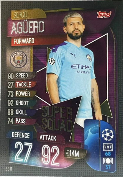Match Attax Champions League 18/19 Sergio Aguero Limited Topps Super Squad