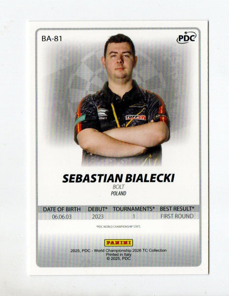Panini 2026 PDC World Championship Darts Sebastian Bialecki Cracked Ice Card