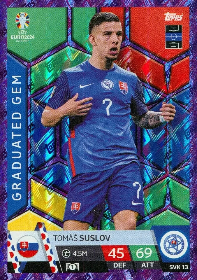 Match Attax Euro 2024 Tomas Suslov Crystal Purple Sapphire Parallel Card