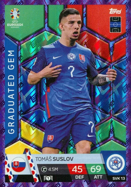 Match Attax Euro 2024 Tomas Suslov Crystal Purple Sapphire Parallel Card