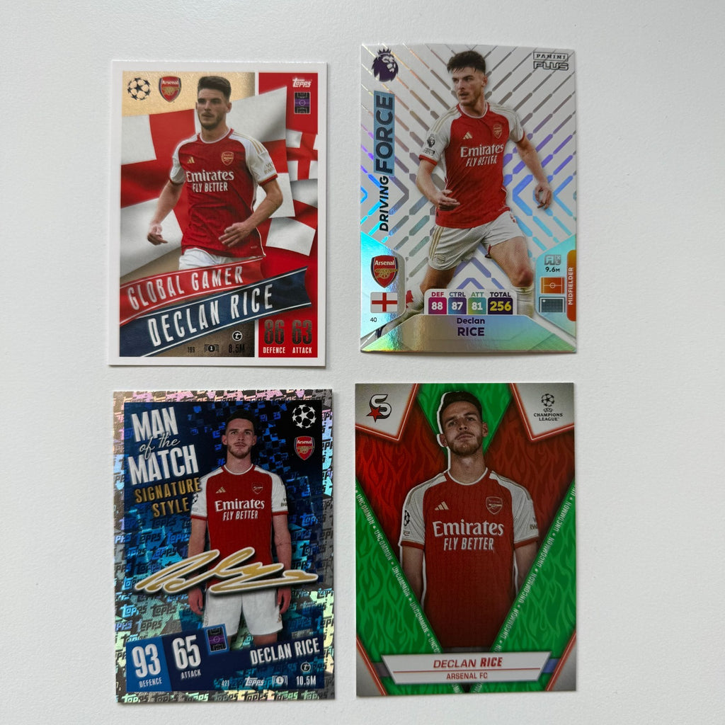 Declan Rice Football Card Bundle Topps & Panini Arsenal 4 Cards